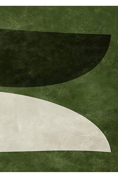 Harikabirev Amazing | Green-Grey Abstract Boho Model 01 | Framed Tempered Glass Table Single Vertical