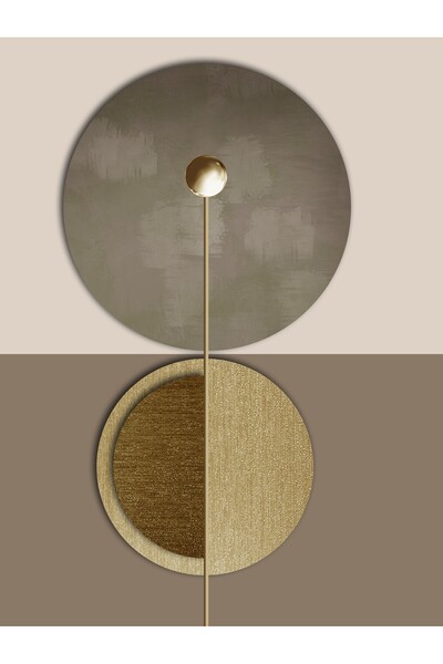 Harikabirev Amazing | Grey-Gold Bohem Elegance Abstract Model | Framed Tempered Glass Table Single Vertical