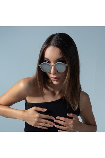 ZAAS Silver Tac Round Metal Sunglasses ‚ Stylish Metal Frame Sunglasses with UV Protection