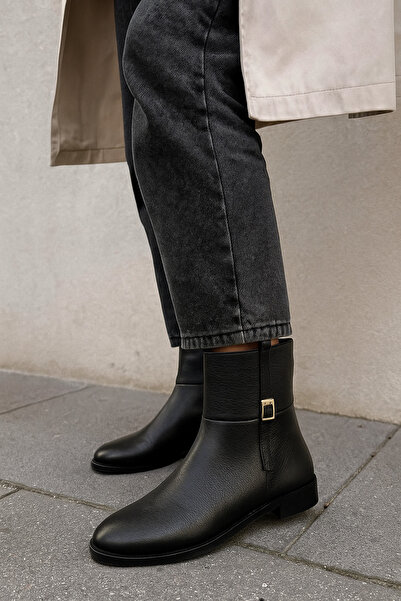 Arzillo Γυναικείες μπότες καθημερινά από γνήσιο δέρμα μαύρο