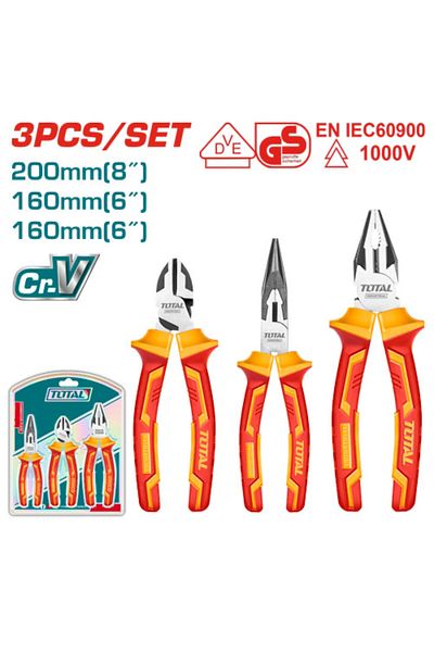 TOTAL 3 Pcs insulated pliers set THT2K0302