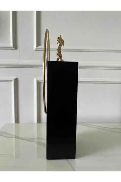 LUXXO Ceas decorativ Heritage, metalic, negru și auriu, 25x9x37cm