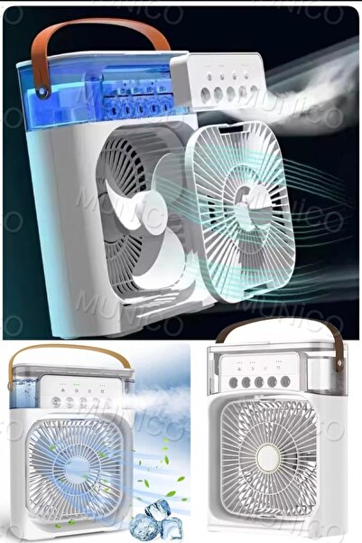 Munico Masaüstü Mini Su Ve Buz Hazneli Buhar Püskürtmeli Vantilatör Fan Kamo Çadır Kliması Karavan Bungalov