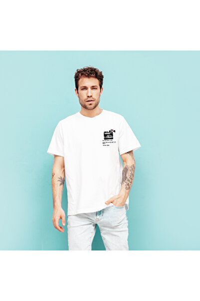 THE SHARK özel tasarım f1 Senna Regular Fit Beyaz Bisiklet Yaka T-shirt