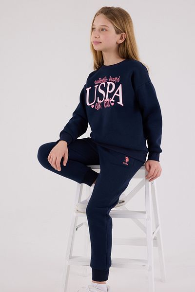 U.S. Polo Assn. Licensed Girls' Top and Bottom 2 Piece Tracksuit Set