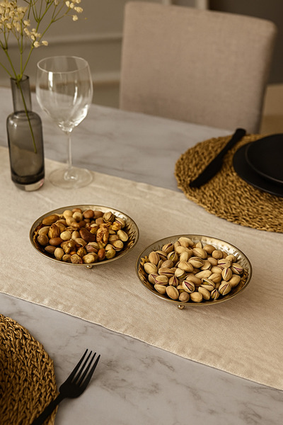 Layla Copper Bakır Çerezlik Kahvaltılık 2 li Sunumluk 11.5 cm meze tabagı