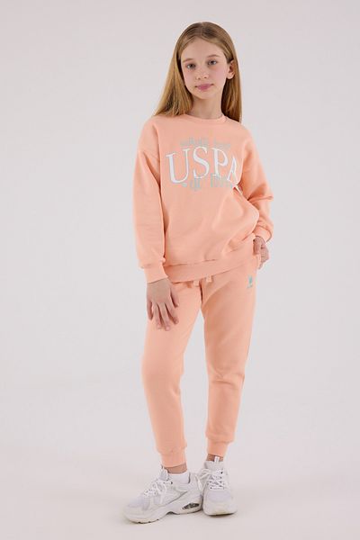 U.S. Polo Assn. Licensed Girls' Top and Bottom 2 Piece Tracksuit Set