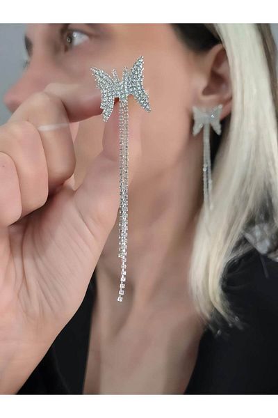Eva Takı Store Butterfly Model Long Dangle Earrings