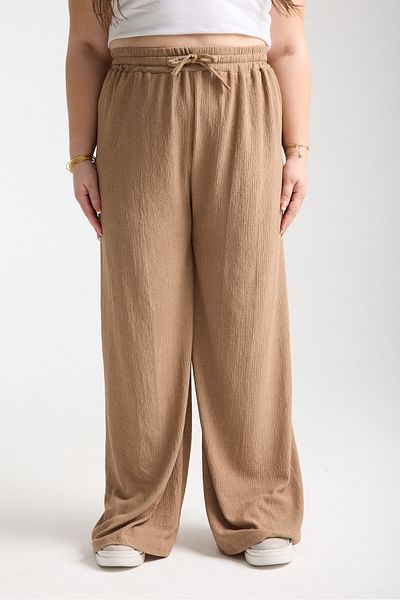 ZİYMO Women's Plus Size Rubber Waist Tubular Palazzo Pants