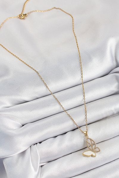 Clariss 316L Steel Zircon Stone Butterfly Model Gold Color Women's Necklace