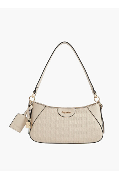 Paprika حقيبة كتف نسائية منقوشة بأحرف أولية مع حزام قابل للفصل وسحاب للإغلاق ...