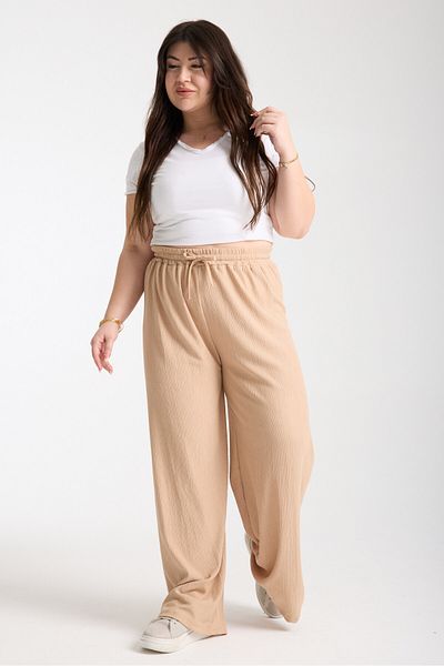 ZİYMO Women's Plus Size Rubber Waist Tubular Palazzo Pants
