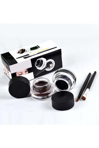 huitich مجموعة جل تحديد العيون المقاوم للماء 2 في 1 باللونين الأسود والبني مع فرش