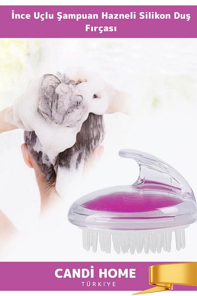 HOBİ CONDİ New Generation Trend Model Special Series Silicone Shower Brush with Shampoo Chamber