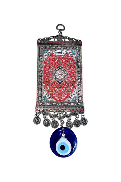 onyyapim Zamak Wall Decoration with Evil Eye Beaded Istanbul Written Rug Motif