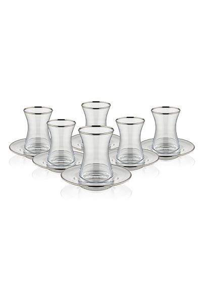 Blackstone Set of 12 Istikana 6x Tea Cups (100ml) & 6x Porcelain Saucers (11.8cm)
