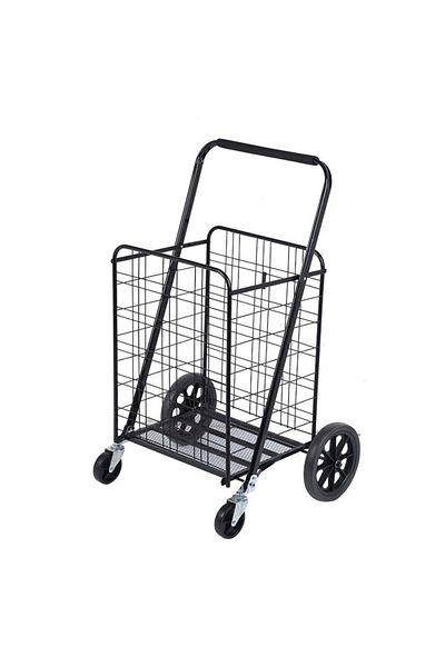 huitich Heavy-Duty Foldable Shopping Cart Trolley 40×46×60 cm Iron Mesh Pull Basket
