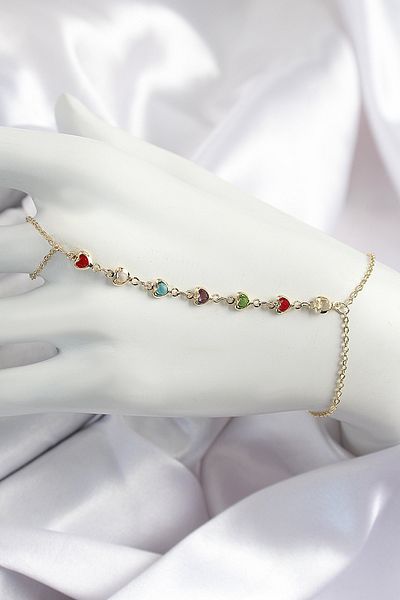 Clariss Brass Colored Heart Zircon Stone Y Model Gold Color Women's Shahmeran