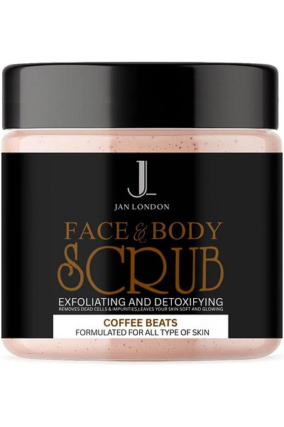 JAN LONDON Coffee Beats Face & Body Scrub 500ml | Deep Cleansing Exfoliator with Coffee for Smooth Skin