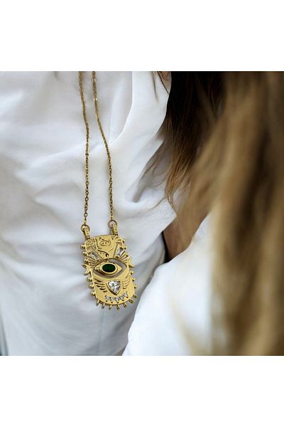 İNN JEWELLERY Steel Necklace Tarnish-Free Antiallergic Swinging Eye Figure (2 Years Importer Guaranteed)
