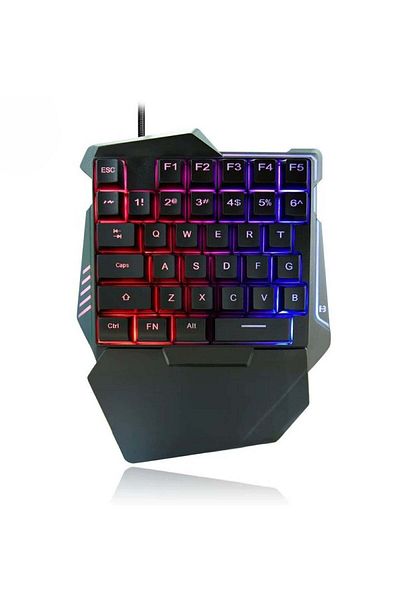 huitich SK58 One-Handed Wired Gaming Keyboard with RGB Backlight Black