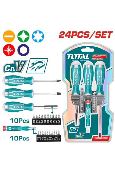TOTAL Screwdriver with 24pcs/set bits Total Tacsd302462