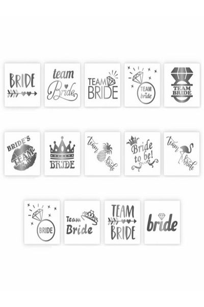 CANSIN Pack of 12 Silver Bride to Be Tattoo
