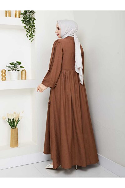 TOKARİS TEKSTİL Γυναικείο πουκάμισο με κουμπιά μπροστά και γιακά Savior Hijab Strawberry φόρεμα