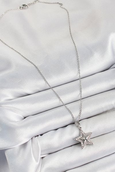 Clariss 316L Steel Zircon Stone Star Model Silver Color Women's Necklace
