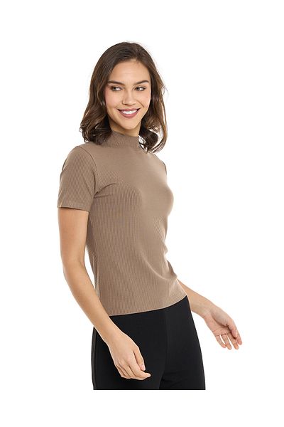 R&B WB HIGH NECK SS RIB TEE 8-18