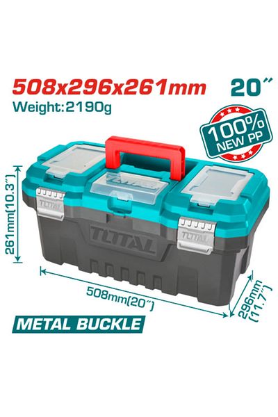 TOTAL Total 20" Empty Plastic Tool Box with Metal Lock Tpbx0202
