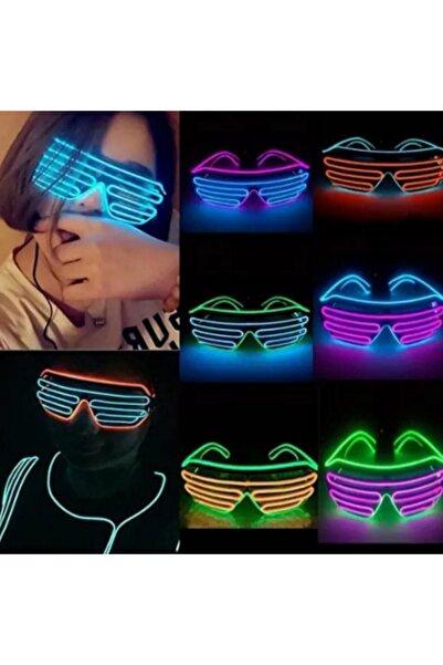 Other 1Psc 80s Style Multicolor Neon Light Up Glasses with AA Battery Cord