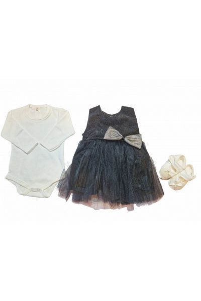 Necix's Gift Set: Body, Black Dress, Booties, and Headband for Babies 0-3 Months