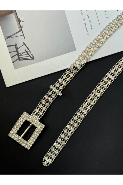 TABA BUTİK Taş Detaylı Dilli Gold Kadın Kemer