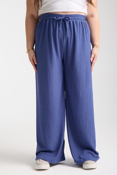 ZİYMO Women's Plus Size Rubber Waist Tubular Palazzo Pants