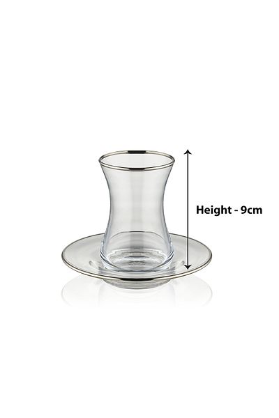 Blackstone Set of 12 Istikana 6x Tea Cups (100ml) & 6x Porcelain Saucers (11.8cm)