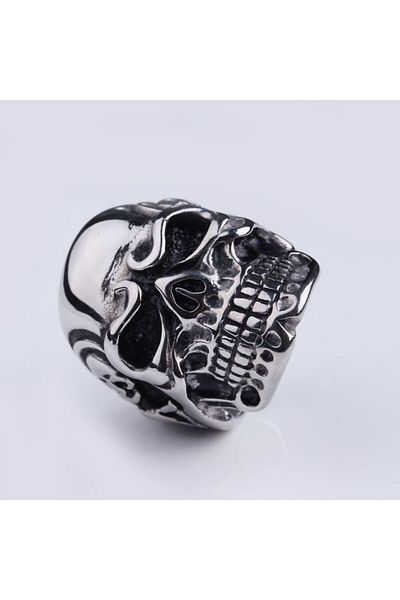 JustZEN Men's Ring, JustZEN, Skeleton, Stainless Steel, Size 10, Silver, Rock-Punk Look