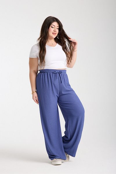 ZİYMO Women's Plus Size Rubber Waist Tubular Palazzo Pants