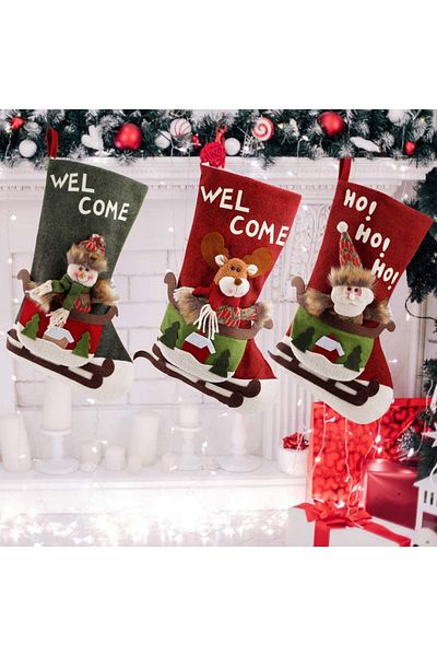 Venga amigos Set of 3 Venga Amigos Christmas stockings, felt, multicolor, 45.5 x 27 cm