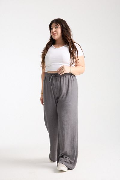 ZİYMO Women's Plus Size Rubber Waist Tubular Palazzo Pants