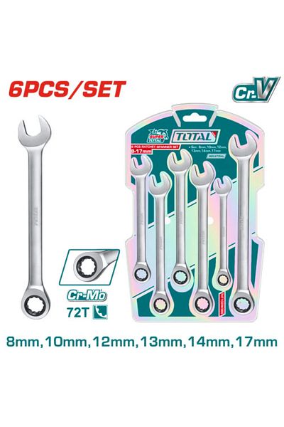 TOTAL 6 Pcs Ratchet spanner set THT102RK566