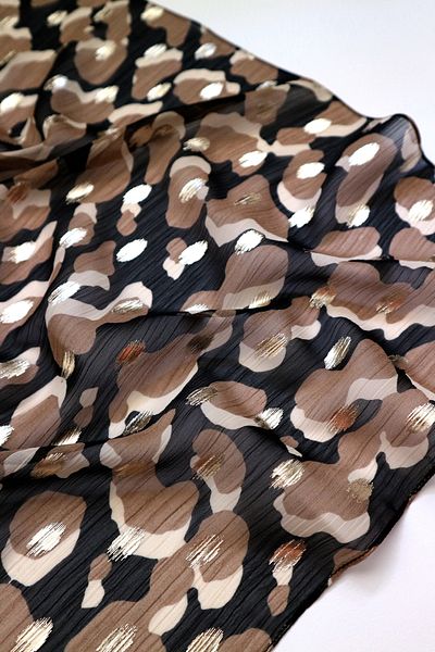 THE MOON Eggs Abstract Patterned Gilded Textured Mink Luxury Chiffon Scarf