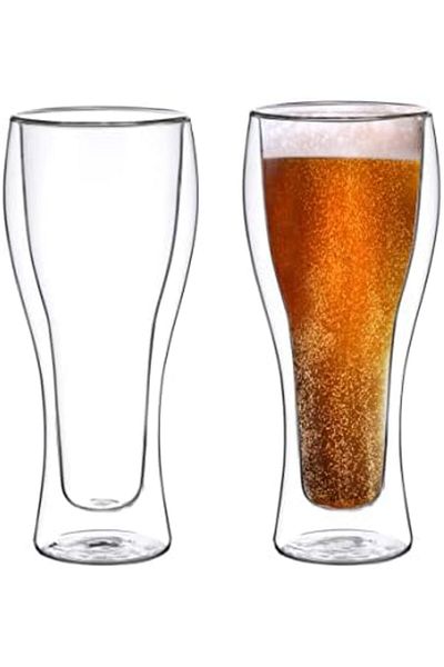Blackstone Double Wall Glass Tumbler Cups, Tropical drinks cups, Soft drink cups set of 2PCS 450ML -