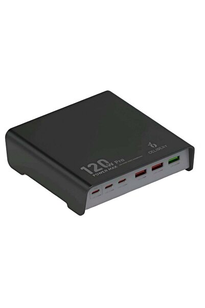 celibery Desktop Super Fast Charger 120W – 6 Smart PD & USB Ports for Laptops, Phones, and Tablets