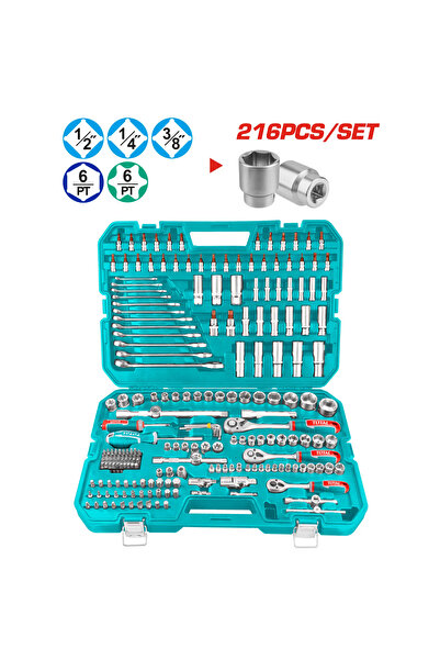 TOTAL Total Thkthp22166 1/2" & 1/4" & 3/8" Plastic Bag Pill Set 216pcs/set