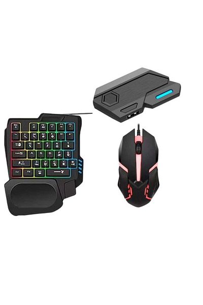 huitich مجموعة ألعاب MIX SE + SK58 + X1 - لوحة مفاتيح RGB بيد واحدة + ماوس ألعاب سلكي + محول ألعاب
