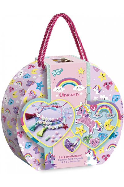 Totum Set DIY creativ cu unicorni, 2 în 1, brățări cu litere și magneți, pict...