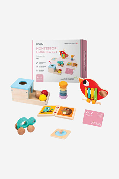 BIMBLY 7-12 Aylık Bebek Montessori Oyuncak Seti, Ksilofon ve Kaplumbağa Araba