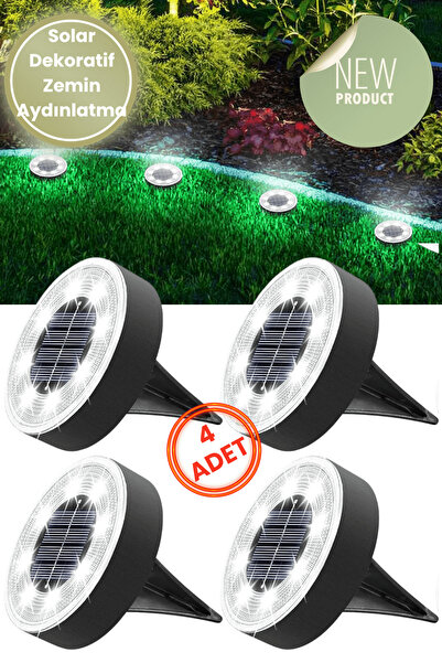 TechnoSmart Solar 8 LED Zemin Aydınlatma | 4 Adet | IP68 | Otomatik Gece Işığ...