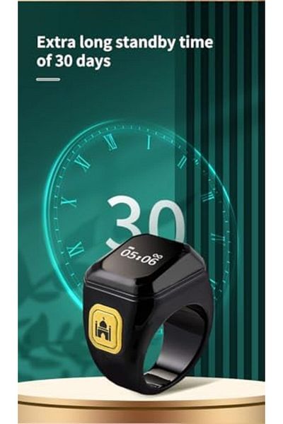 MACON Smart Tasbih Zikr Ring 20mm | Tasbih Zikr Ring Prayer Timing Reminder, OLED Display